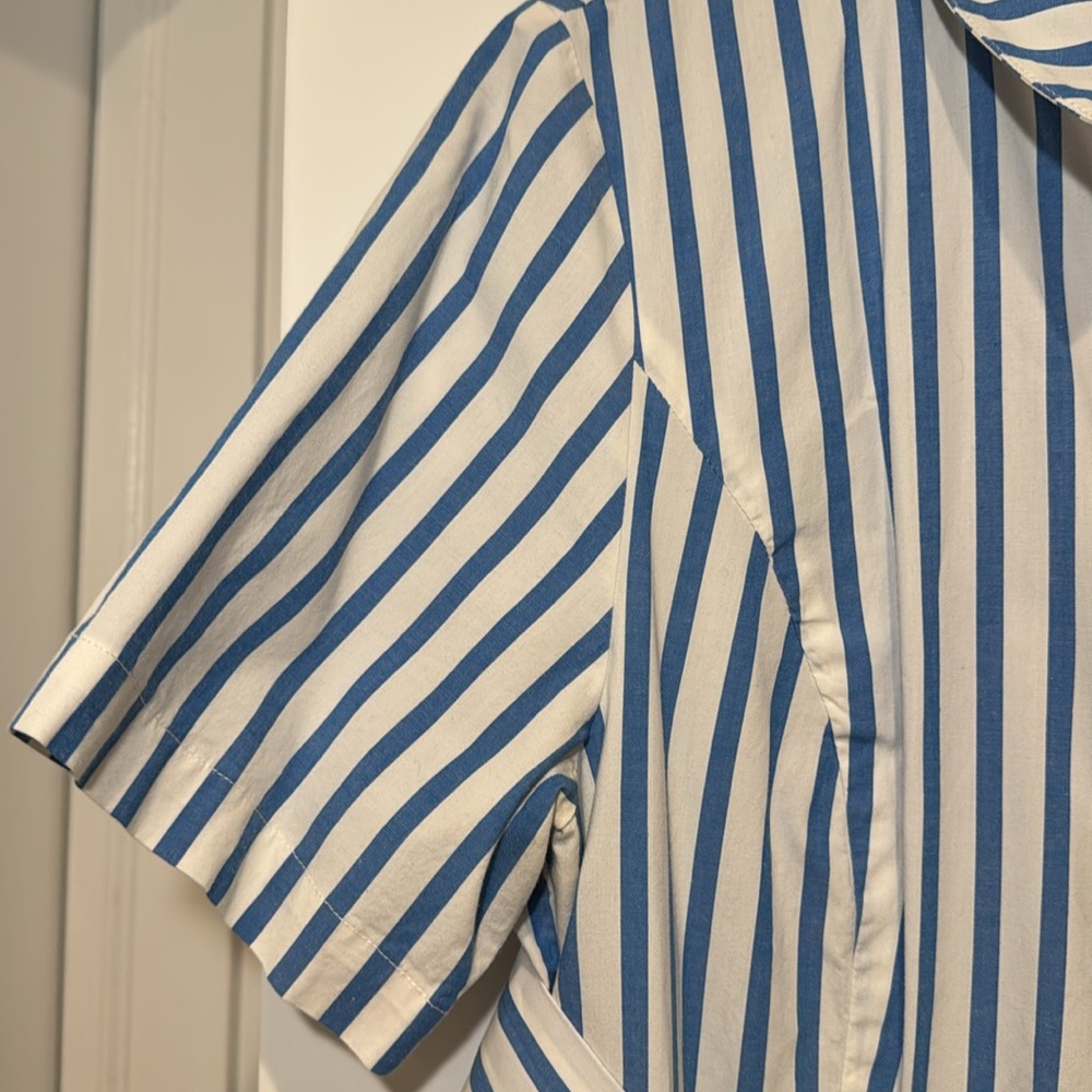 Boden Blue and White Striped Button-Up Dress - Picture 3 of 9